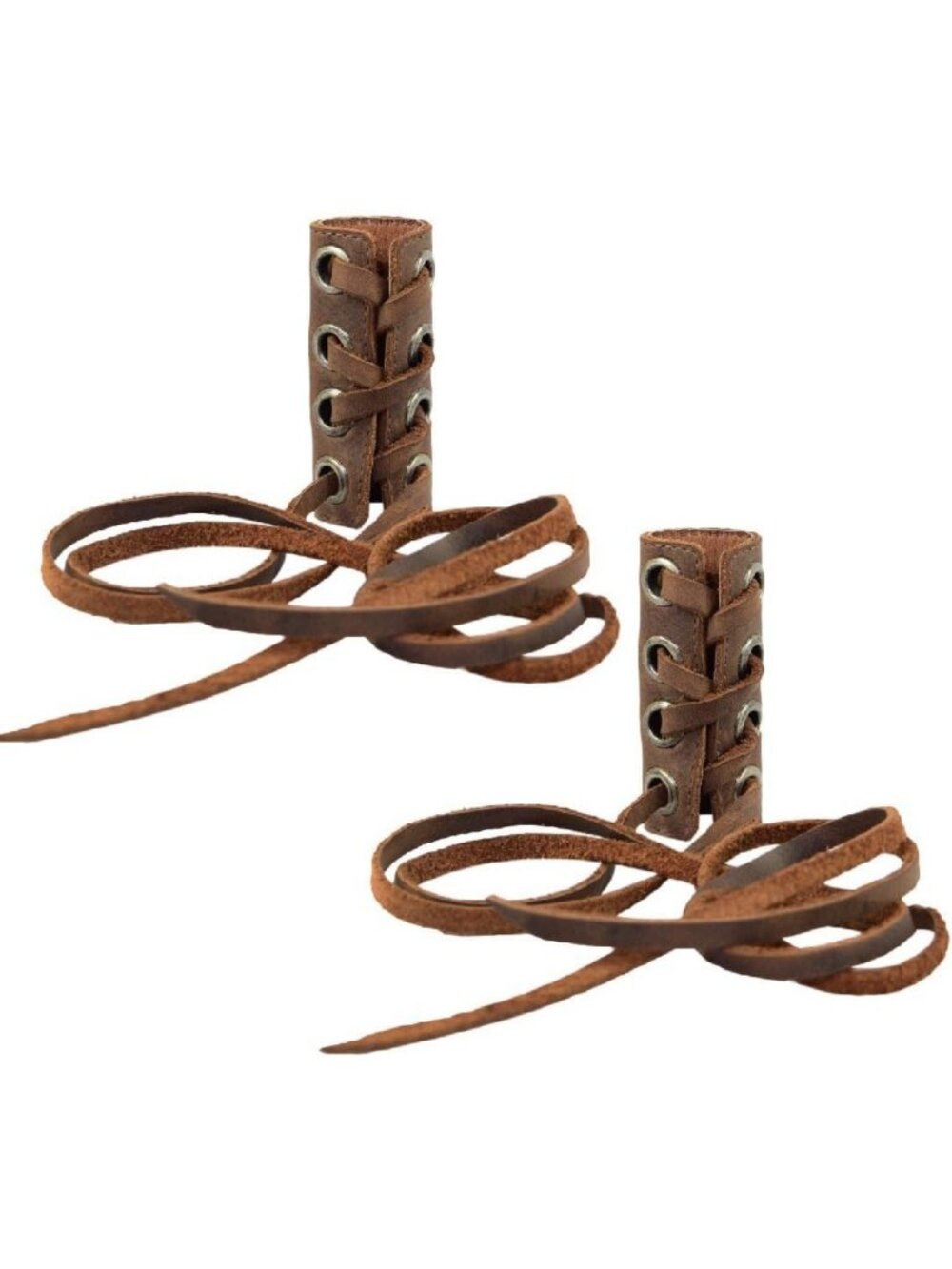 Set of 2 Handmade Leather Hair Ties for Women - Ponytail & Braid Holders, Brown